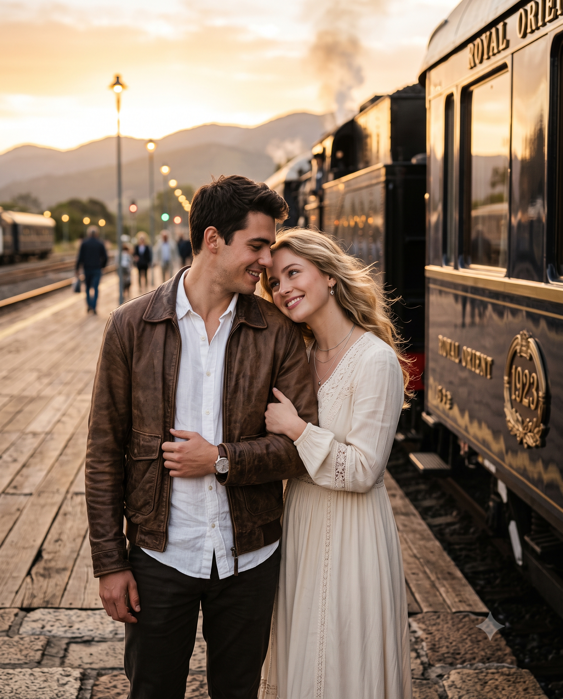 Luxury Train Journey Couple AI Photo Prompt